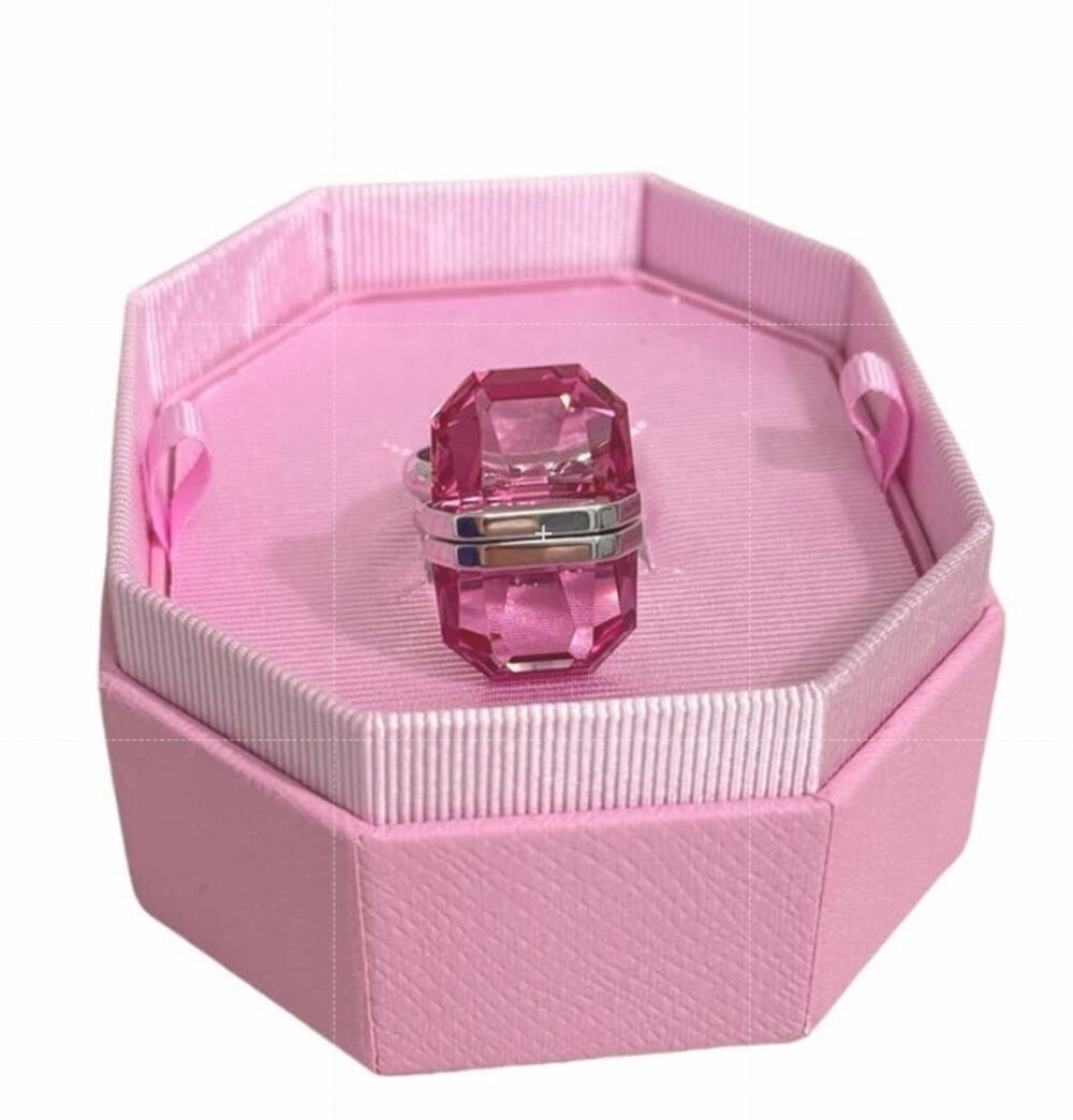 Swarovski Lucent ring Magnetic closure, Pink, Rhodium plated Size 58/8